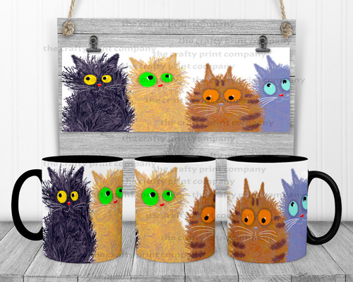 Cute cartoon cats - cartoon, tea,