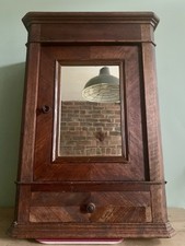Antique Dark Wood Hanging Medicine Cabinet