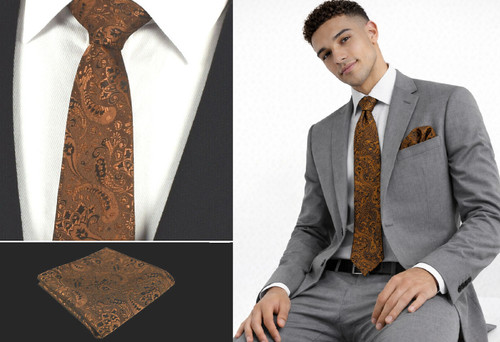 Bronze men tie - tie, paisley