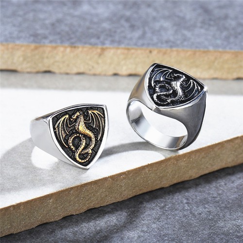 Mens retro dragon wings ring - retro,