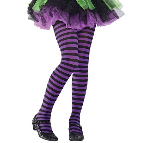 Black purple striped tights - striped,