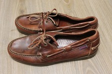 Mens Sebago Docksides Brown Leather Loafers Size 43 27 cm Shoes Boat Made in USA
