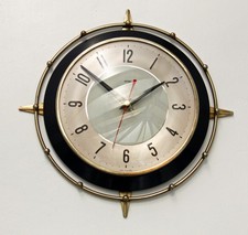 Vintage 28cm Metamec Wall Clock - Starburst Retro Mid Century Sunburst Black