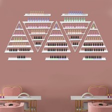 10pcs Nail Polish Rack Wall Mounted White Iron Organizer Holds 60 Bottles Salon