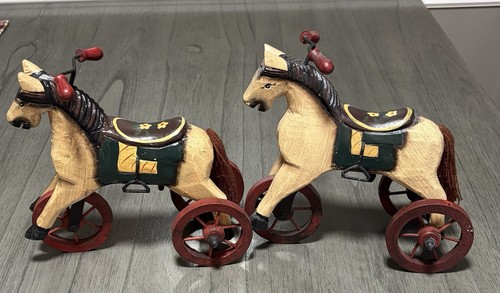 Pair vintage wooden tricycle - vintage,