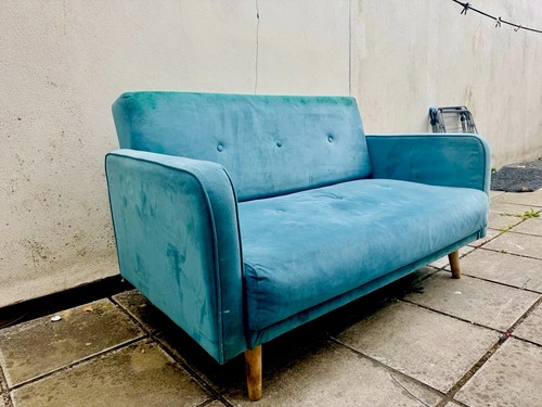 Sofa bed seater velvet teal - bed, 2-seater