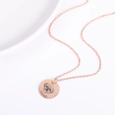 Personalised Pet Photo & Name Custom Circle Pendant Engraved Necklace