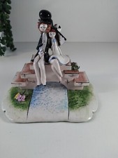 Zampiva couple on bridge porcelain ornament made in Italy vintage unmarked