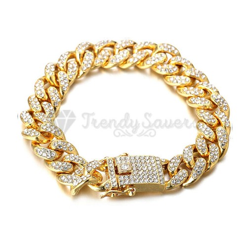18ct gold plated mens cuban - plated, cz