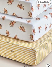 winnie the pooh Pure Cotton Moses Basket /Pram Sheets Cotbed fitted sheets 3pcs
