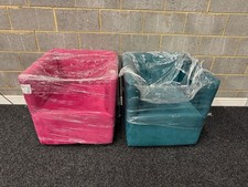 Swivel Chairs Crushed velvet Pair Pink & Blue