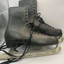 Risport Ice Skates black leather blade protectors, lace ups, heel, 42