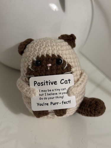 Positive cat crochet keepsake - positive,