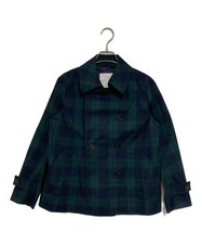 MACKINTOSH PHILOSOPHY Checkered Short Trench Coat 36 Navy Green Polyester