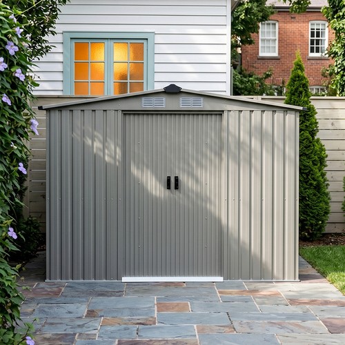 8x8ft metal garden shed apex - shed,