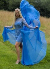 Sherri hill Hi low dress 8. Cornflower Blue. Stunning elegant. Beautiful detai