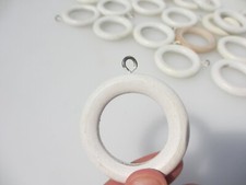 Vintage Wooden Curtain Rings Holder Hangers Loops French Wood 2.25"W x19