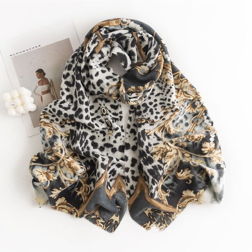 Leopard print cashmere scarf - leopard,