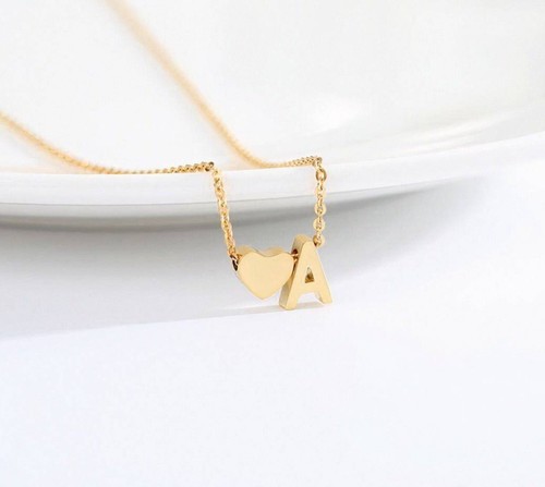 Mini heart initial necklace - mini,
