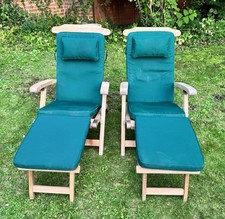 Teak steamer chairs with cushions - Indian Ocean