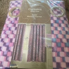 NEXT Pink Purple Glitch Pixel Lined Blackout/Thermal Curtains 46x 54” 117x137cm