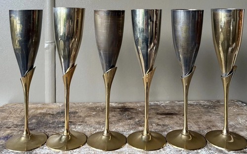 Set vintage brass goblets - vintage,