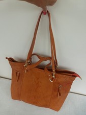 Daniel Footwear Pumpkin Orange Crocodile Leather Hobo Slouch Bag