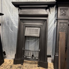 Tall Restored Original Edwardian Antique Cast Iron Fireplace / Fire Surround 