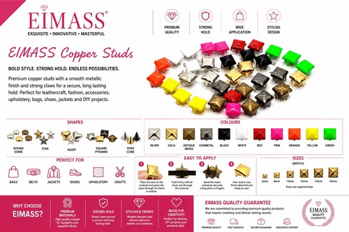 100 copper studs - x, with