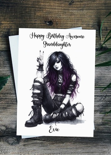 Gothic birthday card goth girl - card,