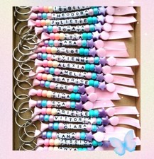Personalised Unicorn Keyring Pastel Beads Party Bag Filler Favours Gift for girl