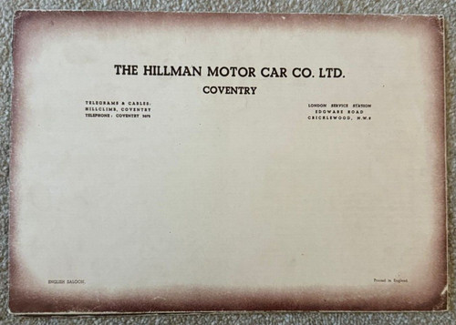 1936 hillman motor - motor, company