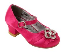 GIRLS FUSCHIA PINK DIAMANTE BRIDESMAID PARTY WEDDING FORMAL SHOES UK SIZE 10-2