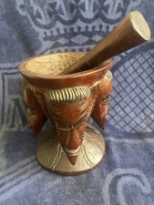 Large Hand Carved Wooden Four