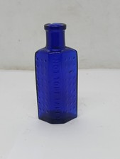 Old Flat Back Cobalt Blue Glass  Poison Bottle