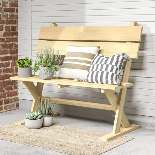 Rustic wooden garden bench - wooden,