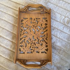 Vintage Wooden Tray Carved