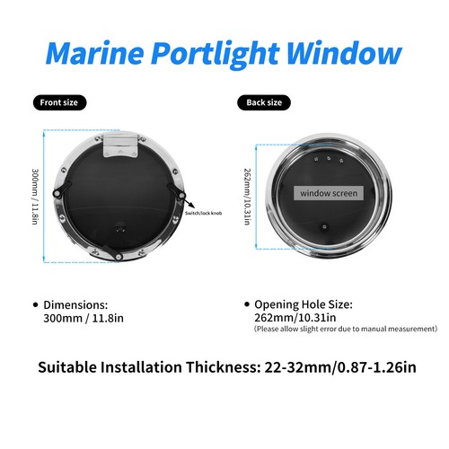 Round inward opening porthole - opening,