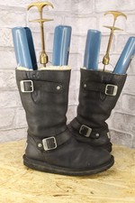 BLACK LEATHER SHEEPSKIN UGG