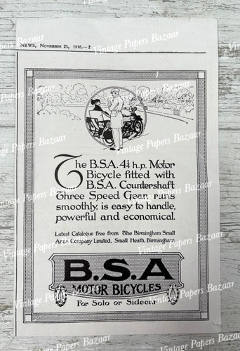 Bsa motor bicycles small heath - motor,