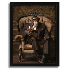 Gangster Chimp Art Print Vintage Monkey Portrait Animal Wall Art Chimp Poster