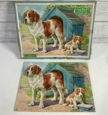 Vintage Victory Dog Wooden Jigsaw Puzzle St Bernard Dog & Puppy - Complete  