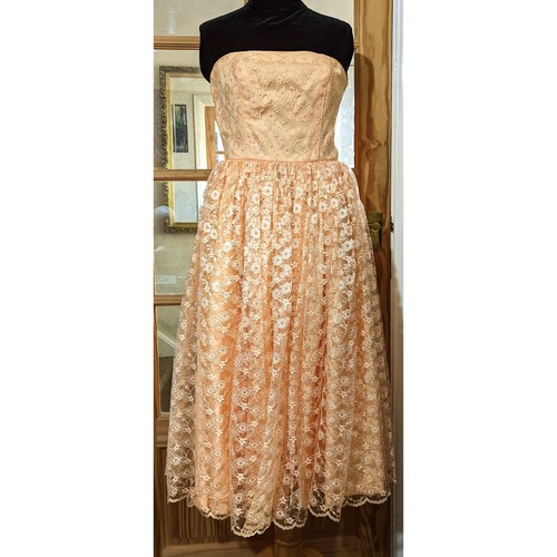 1990s peach coral lacy - 1990s,