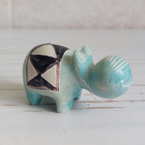 Blue soapstone hippo - blue,