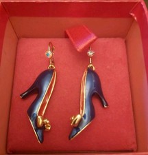 Butler &Wilson Blue Enamel, Gold tone  Stiletto Earrings  - new in original box 