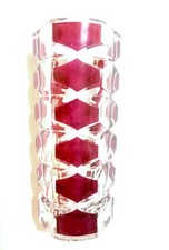Vingage 1970s J.G. Durand Luminarc Clear & Cranberry French Art Glass Red Vase