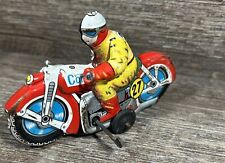 Vintage Tin Japanese Motorcycle Racer Toy For Parts Or Repair