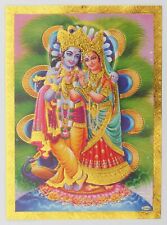 Gold Foil Embossed Hindu God Picture * RADHA KRISHNA* Approx. 13.4 x18.4 cm
