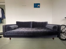 MADE Scott Large 3 Seater Sofa, Navy Velvet, RRP £1,099.00, Mid Century Modern