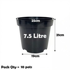 7.5 Litre Black Plant Pots